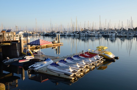 Jet skis in marinaのeditorial素材