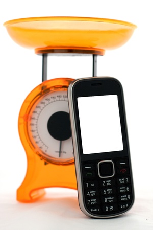 telephone and weight are side by sideの写真素材