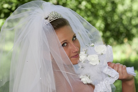 Bride with bouquetの写真素材
