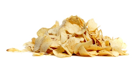 pile of chips on a white backgroundの写真素材