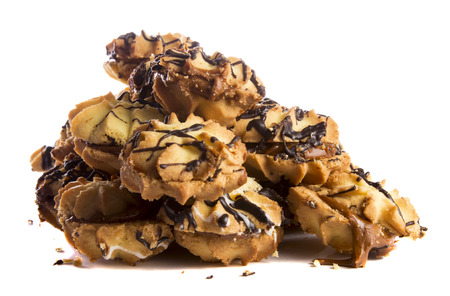 pile of cookies on white の写真素材