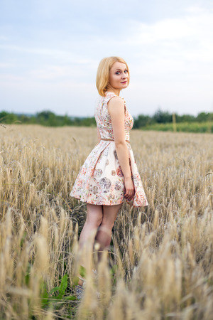 girl in a wheat fieldの写真素材
