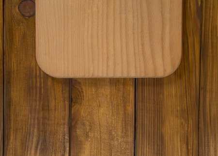 wooden tray on a wooden tableの写真素材