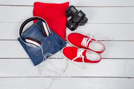 passport and other stuff for your holiday close-upの写真素材