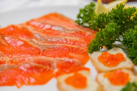 red meat fish close-up as backgroundの写真素材