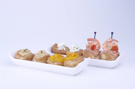 aperitifs voulevant tastes mixed on a white backgroundの写真素材