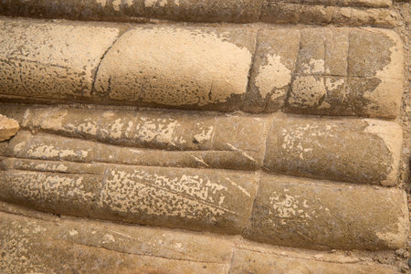 close-up of a rock wall Rock wornの写真素材