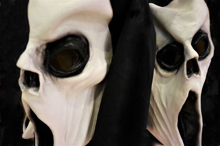 Halloween horror ghost mask background. carnival