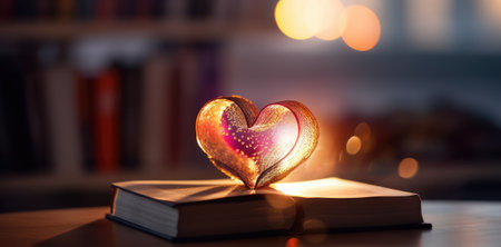 concept of reading. Opened magic book. Generative AIの素材