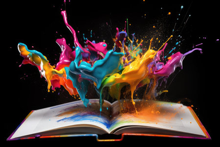 concept of reading. Opened magic book. Generative AIの素材