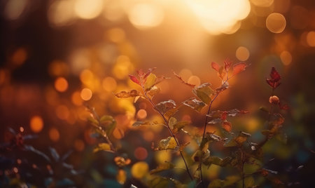 Beautiful autumn landscape with. Colorful foliage in the park. falling leaves. Generative AIの素材