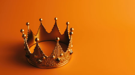 Royal gold crown on yellow background. minimal idea concept. Generative AIの素材