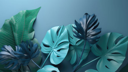 Green leaves of tropical plants bush. tropical leaves. Floral design background. Generative AIの素材