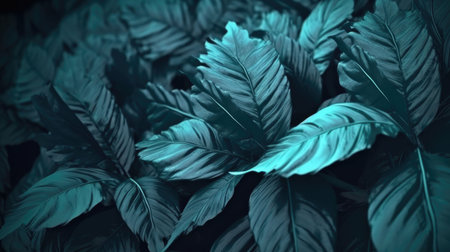 Green leaves of tropical plants bush. tropical leaves. Floral design background. Generative AIの素材