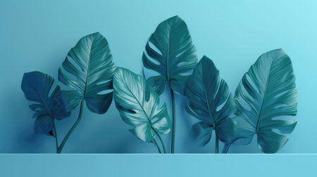 Green leaves of tropical plants bush. tropical leaves. Floral design background. Generative AIの素材