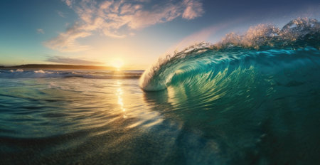 Big powerful ocean wave. Generative AIの素材