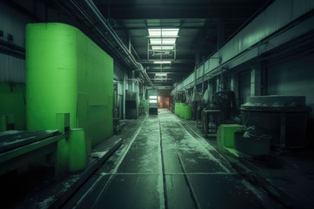 environmental safety. Industry Plant for sorting and processing plastic and paper waste. Conveyor assembly line with garbage bottles and packaging. Generation AIの素材