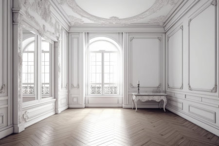 the white room with wood floor and windowの素材