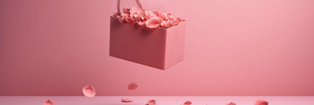 valentine's day gift card with roses on pink background. banner.の素材