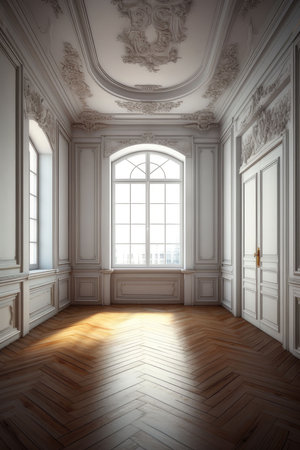 the white room with wood floor and windowの素材