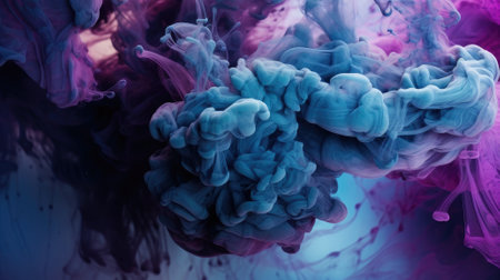 Vibrant, colorful, abstract ink clouds in water, forming mesmerizing patterns, artistic background, color splash conceptの素材