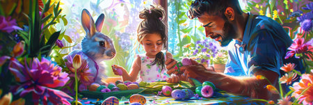 Fantasy animated landscape with glowing flowers, vibrant colors, and a magical enchanted atmosphereの素材