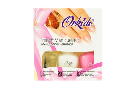 Arad, Romania - September 4, 2012: Orkide French Manicure Kit. Studio shot, isolated on white background.のeditorial素材