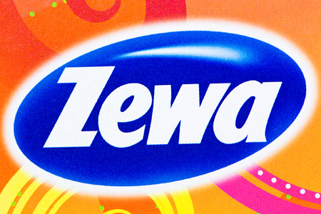 Arad, Romania - April 13, 2012 Zewa logo printed on cardboard Studio shot のeditorial素材