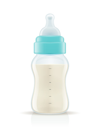 Baby feed bottle with baby formula vector illustrationのイラスト素材