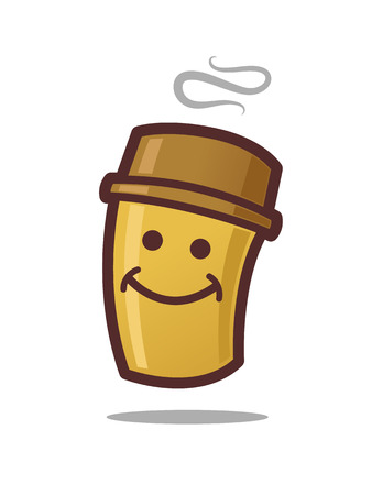Cute coffee to go mascot vector illustrationのイラスト素材