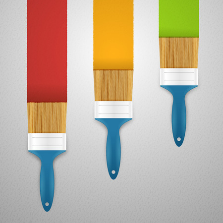 Paint brushes painting colors on the wall vector illustrationのイラスト素材