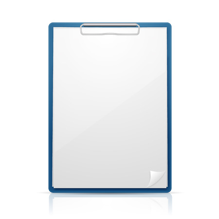 Blue clipboard with paper, isolated on white vector illustration.のイラスト素材