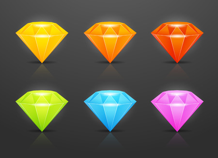 Colorful diamonds - gems set. Vector illustrationのイラスト素材