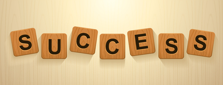 Wooden blocks with success word vector illustrationのイラスト素材