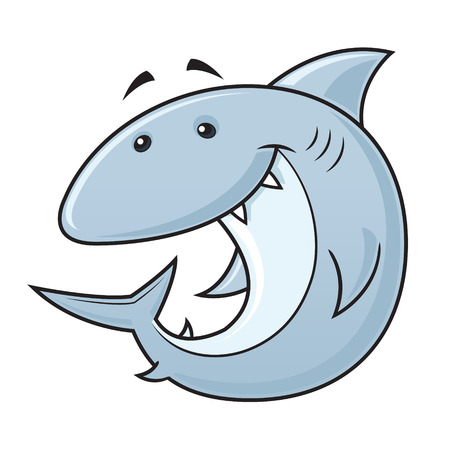 Happy shark cartoon character vector illustrationのイラスト素材
