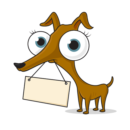 Ugly chihuahua dog with blank sign vector cartoon illustrationのイラスト素材