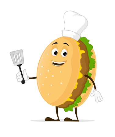Cheeseburger chef cartoon mascot characterのイラスト素材