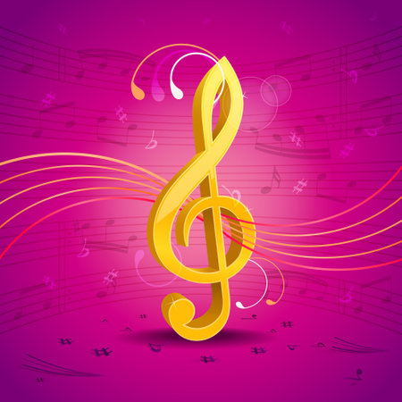 Music background with treble clef and notes. Vector illustration.のイラスト素材