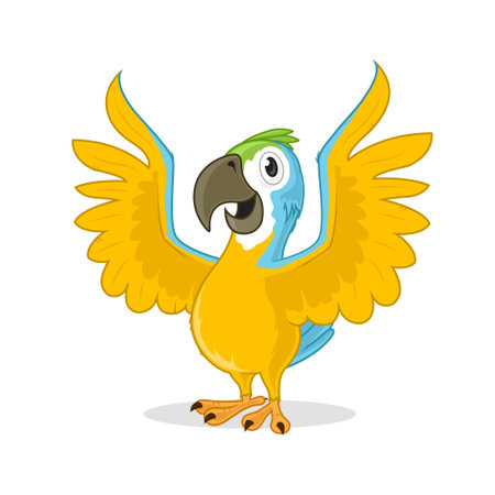 Cartoon macaw parrot on white background. Vector illustration.のイラスト素材