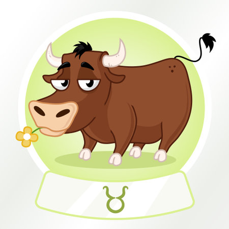 Funny Taurus zodiac sign vector cartoon illustrationのイラスト素材