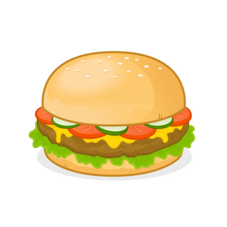 Illustration of a hamburger isolated on a white background - vectorのイラスト素材