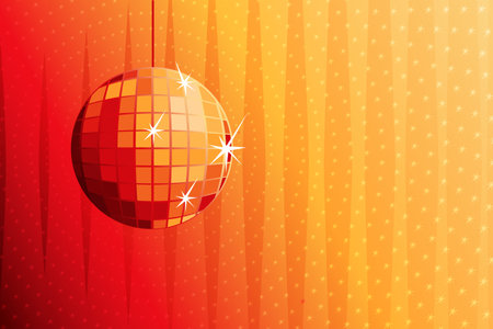 Disco ball on red background. Vector illustration. Eps 10.のイラスト素材