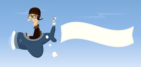 Funny vintage airplane with blank bannerのイラスト素材