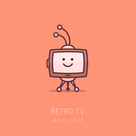 Retro tv vector logo. Retro television logo. Vintage television logo.のイラスト素材