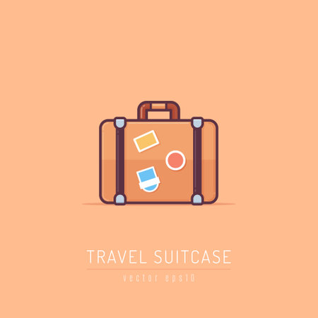 Travel Suitcase Icon. Flat Design. Vector Illustration EPS10のイラスト素材