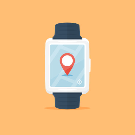 Smart watch with map pointer. Vector illustration in flat design style.のイラスト素材