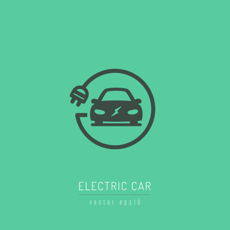 Eco car logo. Electric vehicle sign. Vector illustration eps 10のイラスト素材