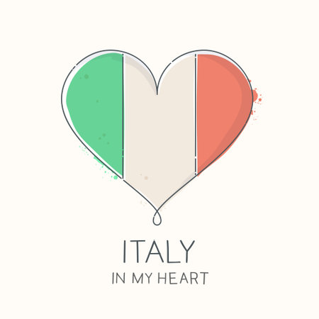 Italy Flag in the shape of a heart. Vector illustration.のイラスト素材