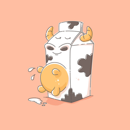 Cow shaped milk carton vector cartoon illustrationのイラスト素材