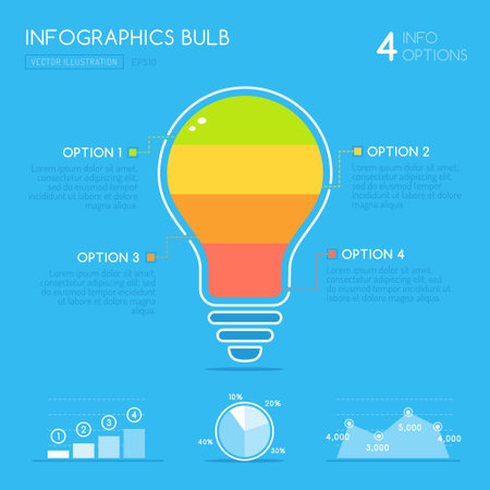 Infographic design template with lightbulb. Flat style vector illustration.のイラスト素材